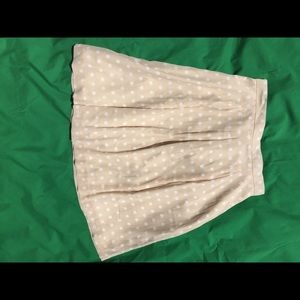 Beige White Polka Dot Pleated Skirt